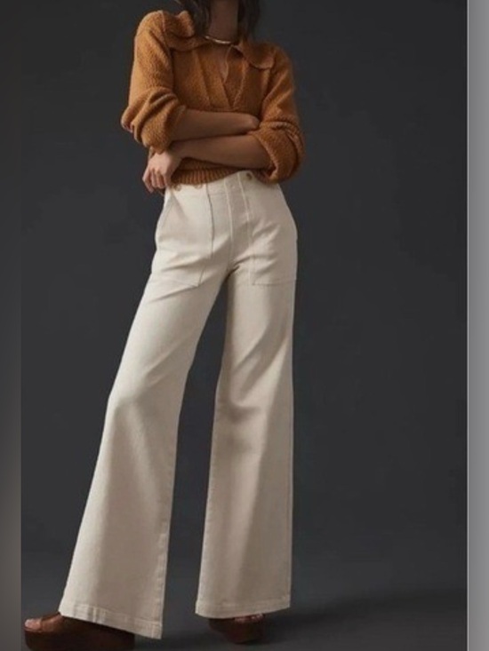 Pilcro Pants - Anthropologie “Pilcro” Kit Utility High-Rise -Wide-Leg Pants!! Cream Colored.